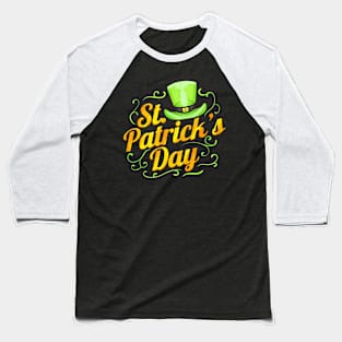 Green Hat And Letters Logo For St. Patricks Day Baseball T-Shirt